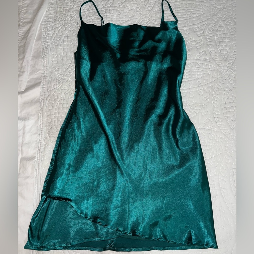 Emerald Green Satin Minidress Size Medium